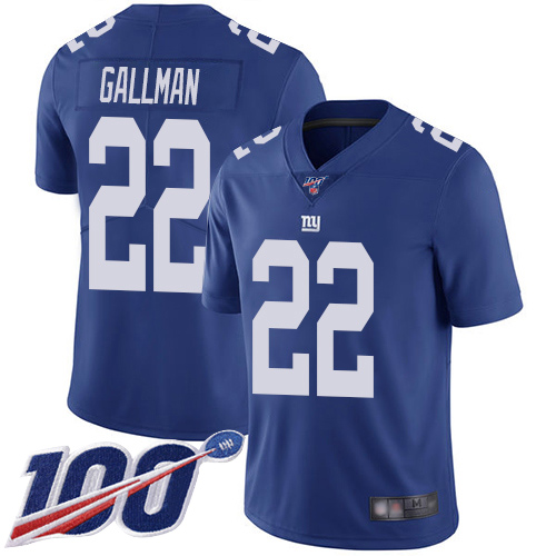 Men New York Giants #22 Wayne Gallman Royal Blue Team Color Vapor Untouchable Limited Player 100th Season Football NFL Jersey->new york giants->NFL Jersey